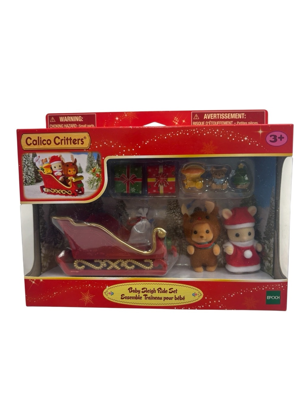 Calico Critters Christmas Baby Sleigh Ride Set NEW